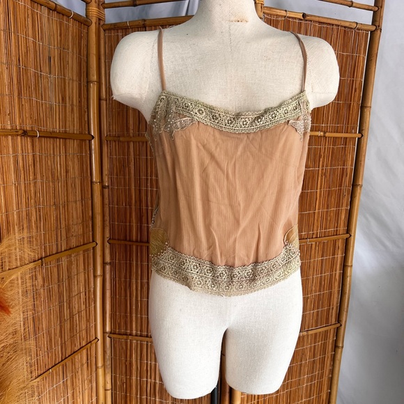 Y2K Arden B Luxe 100% Silk Sheer Butterfly 1990’s Tank Top - Picture 1 of 8